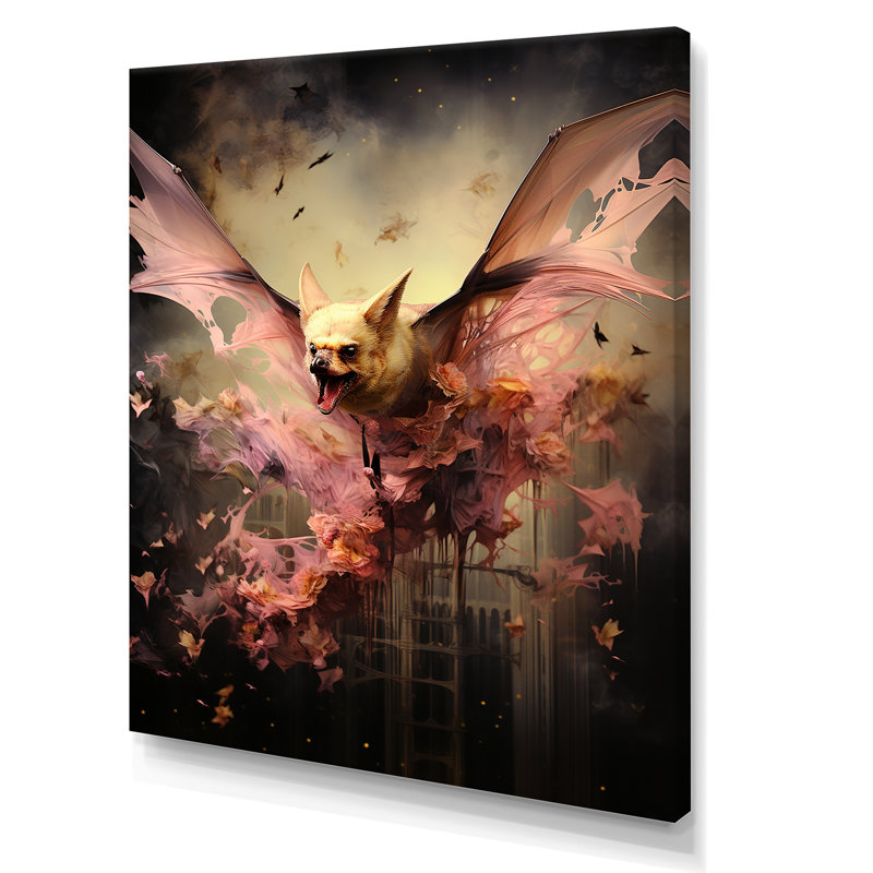 Élégance abstraite de chauve-souris rose et noire, Toile tendue, H 40 po x l 30 po x P 1,5 po