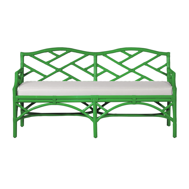 Chippendale Upholstered Bench, Bright Green