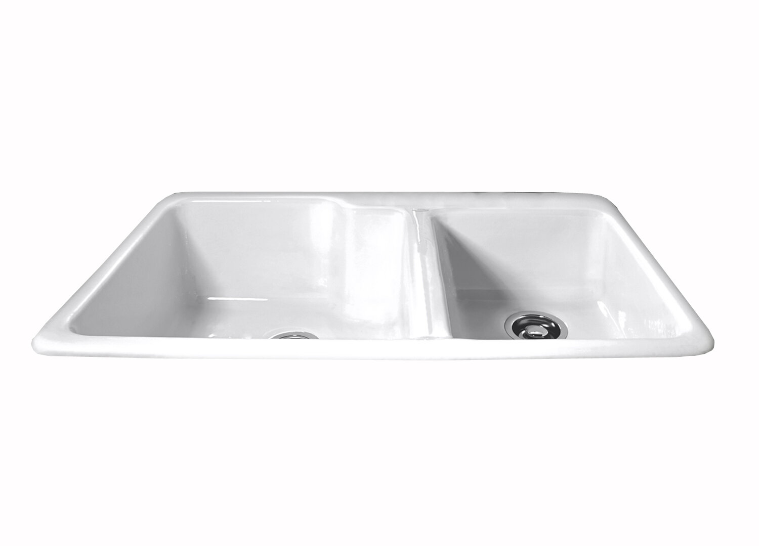 Serene Valley Stainless Steel 36 in. Double Bowl Drop-In or Undermount Kitchen Sink with Thin Divider, Silver