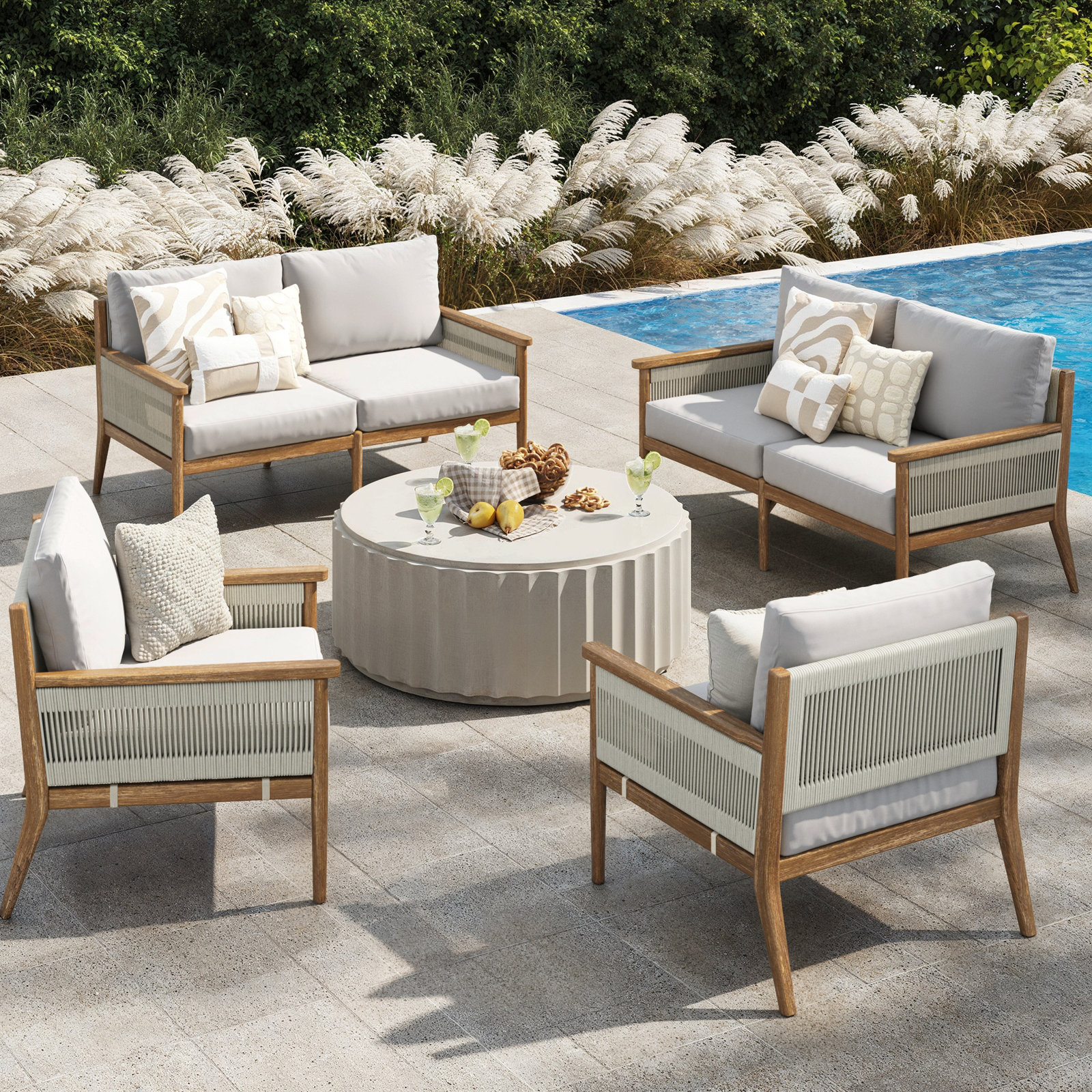 Rydell 4 Piece Sofa Seating Group with Cushions