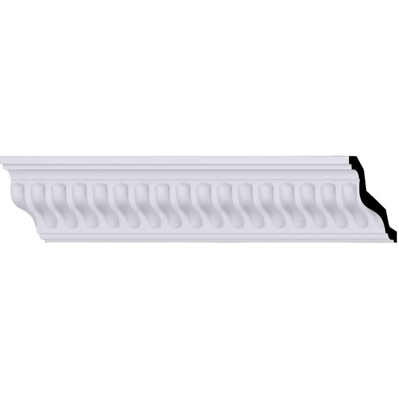 Endurathane Linus Crown Moulding, 4"H x 4"P x 5 5/8"F x 94 1/2"L, (7/8" Repeat), Factory Primed