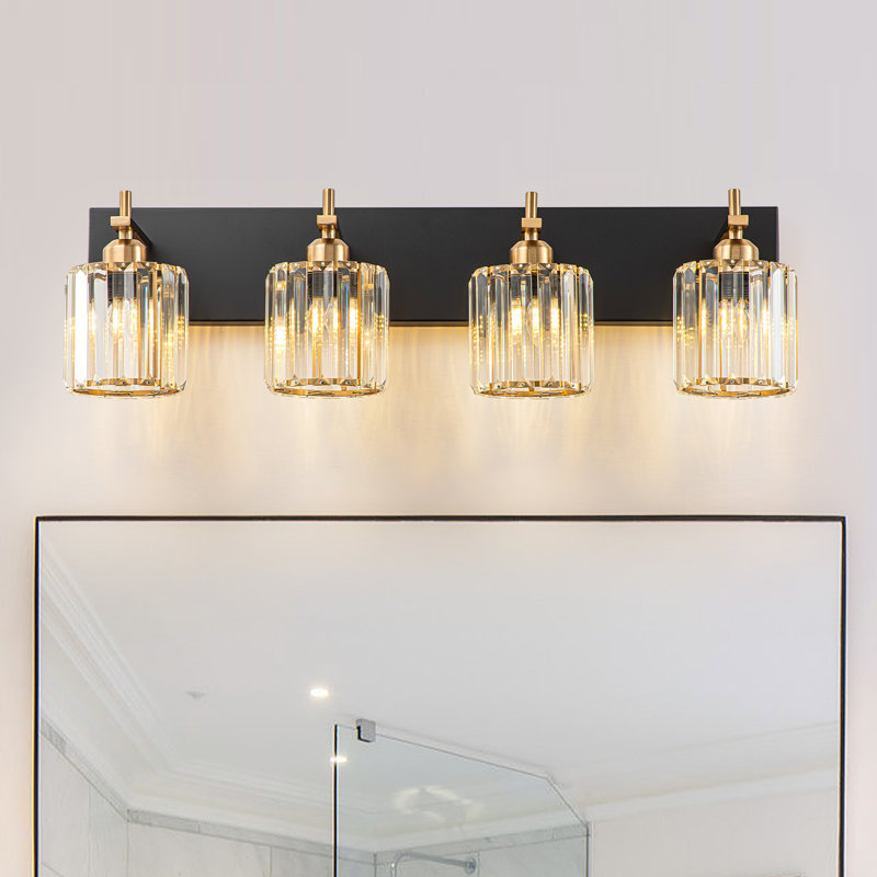 Corless Dimmable Vanity Light, 4, Matte Black/Gold