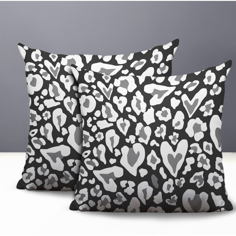 Oreiller réversible intérieur / extérieur à imprimé zébré Bobbi, 16x16, Gris