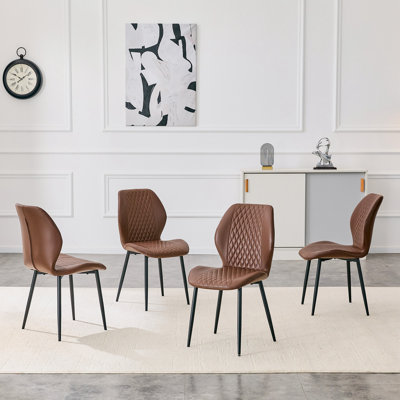 Set of 4 PU chairs with metal legs