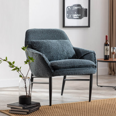 Chaise d'appoint rembourrée en tissu avec coussin Jozeph, pieds en acier