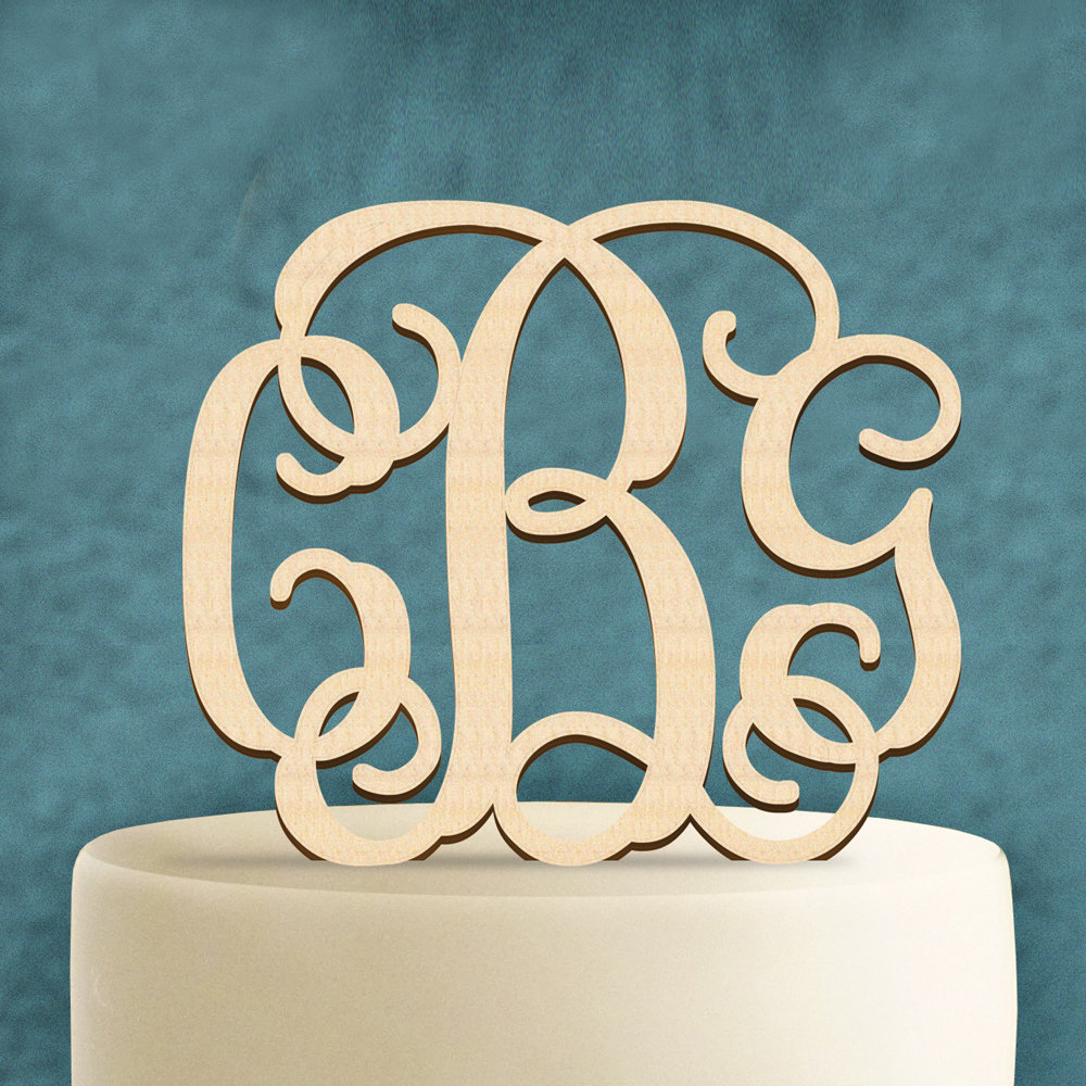 Wood Cake Topper aMonogram Art Unlimited