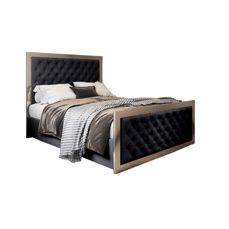 Aleeza Upholstered Bed, Black, Kingsize (5')