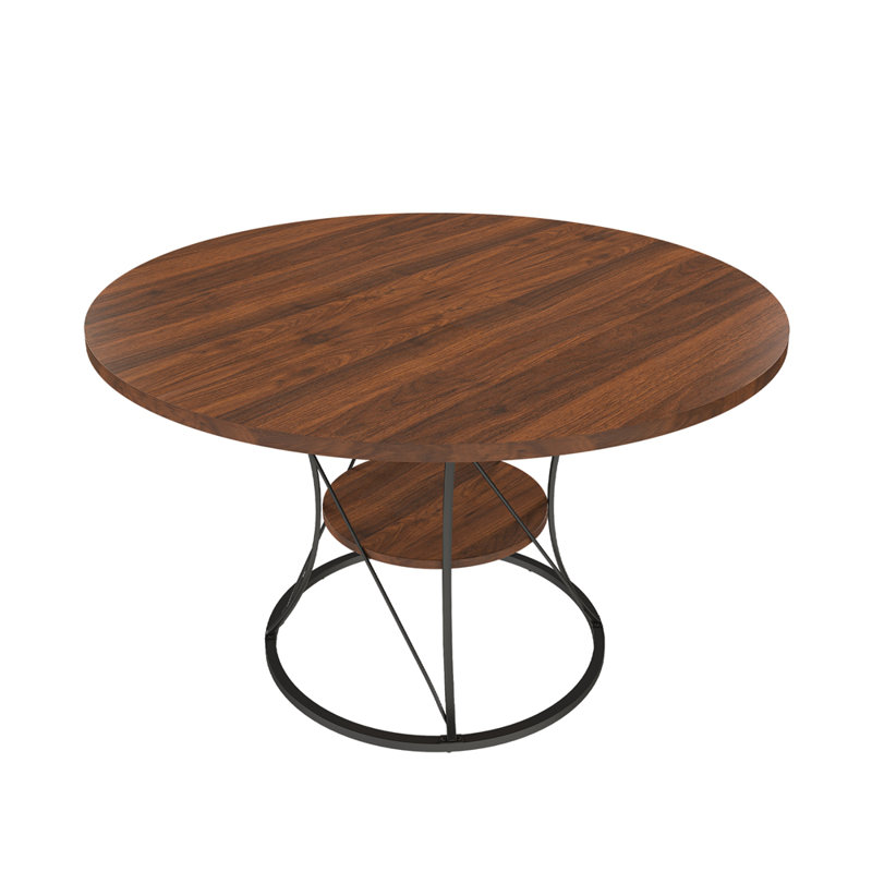 43 inch Round Extendable Dining Table Kitchen Table, Walnut