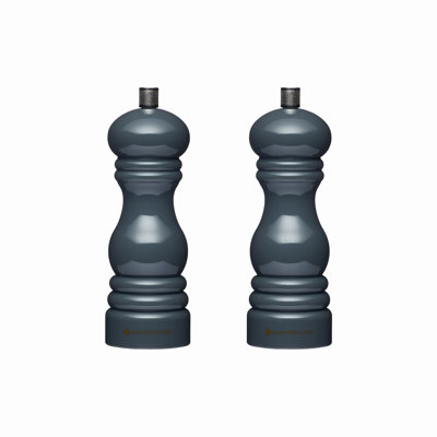 MasterClass Salt or Pepper Mill Set with Interchangeable Caps, Set of 2 Dark Grey Capstan Mills with Manual Ceramic Grinders, 17cm