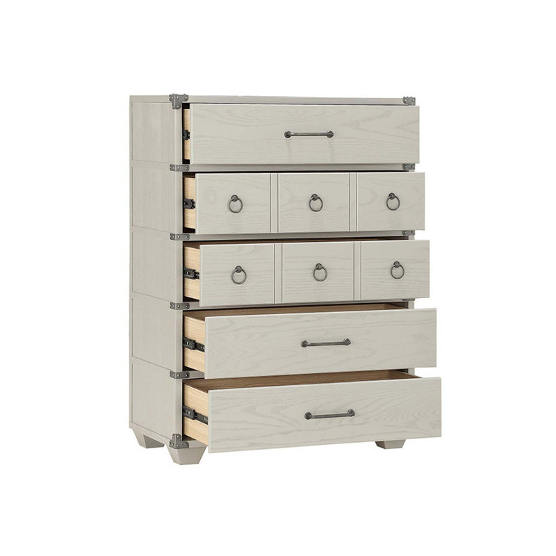 Commode à 5 tiroirs de rangement Orharmon, finition grise