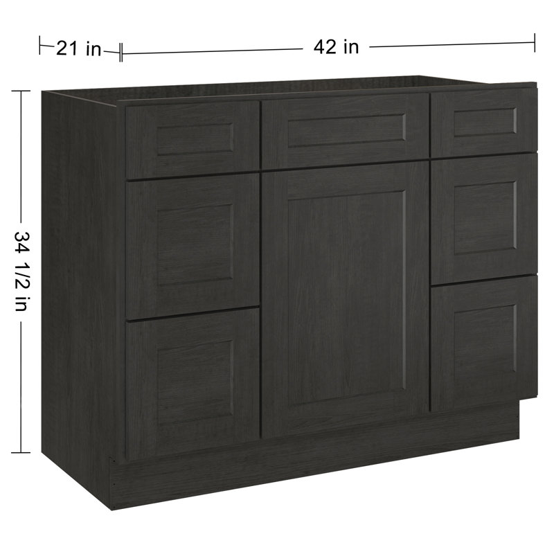 Base de meuble-lavabo simple 42 po seulement, Style Shaker gris anthracite