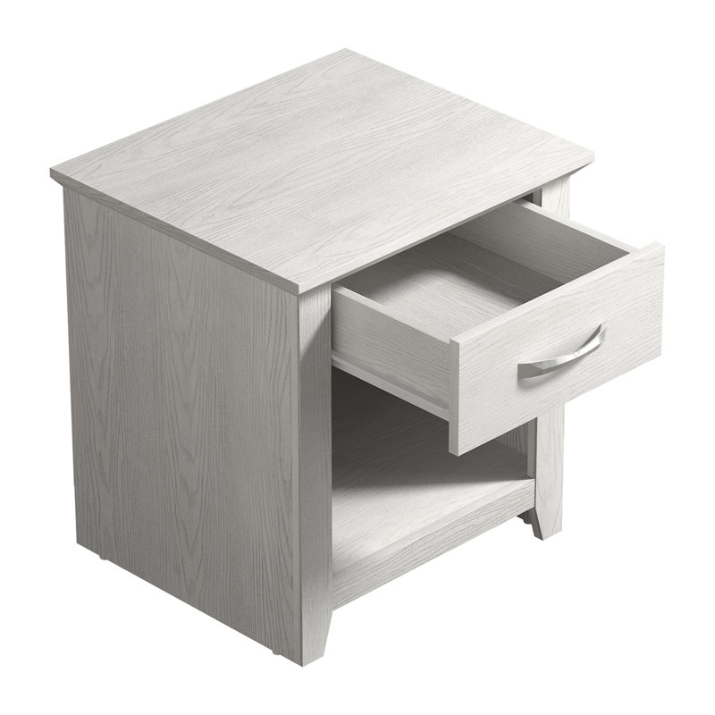 Astrid Transitional 20"H Nightstand With Open Shelf, Antique White Oak