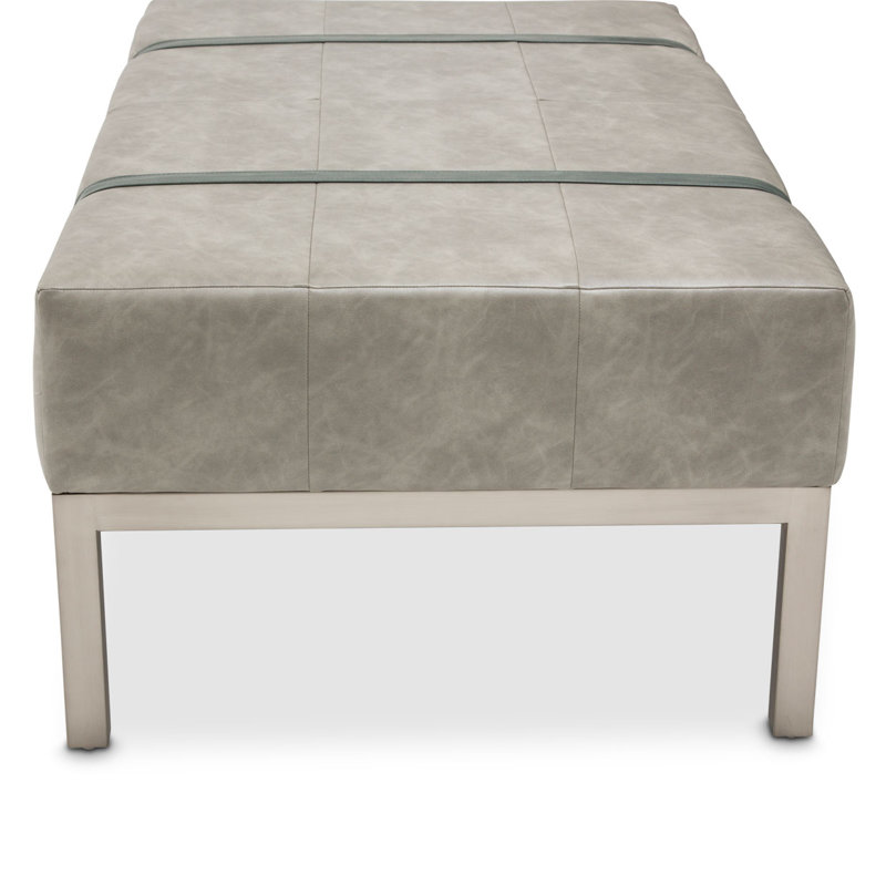 Menlo 52" White Wood and Metal Rectangular Coffee Table