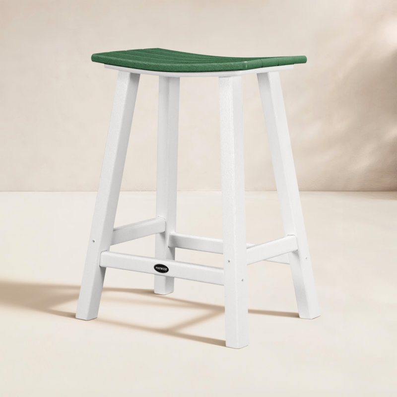 Tabouret de comptoir POLYWOOD Contempo 24 po, Blanc, Vert