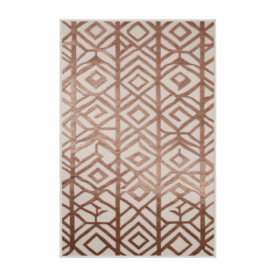 Machine Washable Trellis Beige Area Rug
