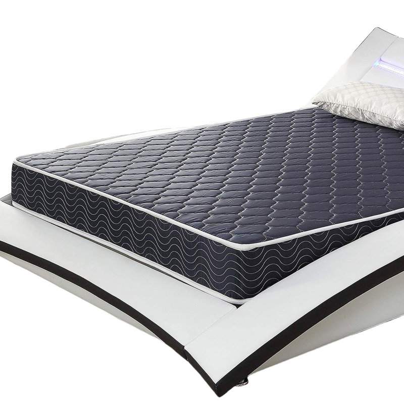 Matelas simple à losanges bleu marine de 6 pouces avec mousse haute densité et tissu respirant imperméable pour une couche de relaxation corporelle