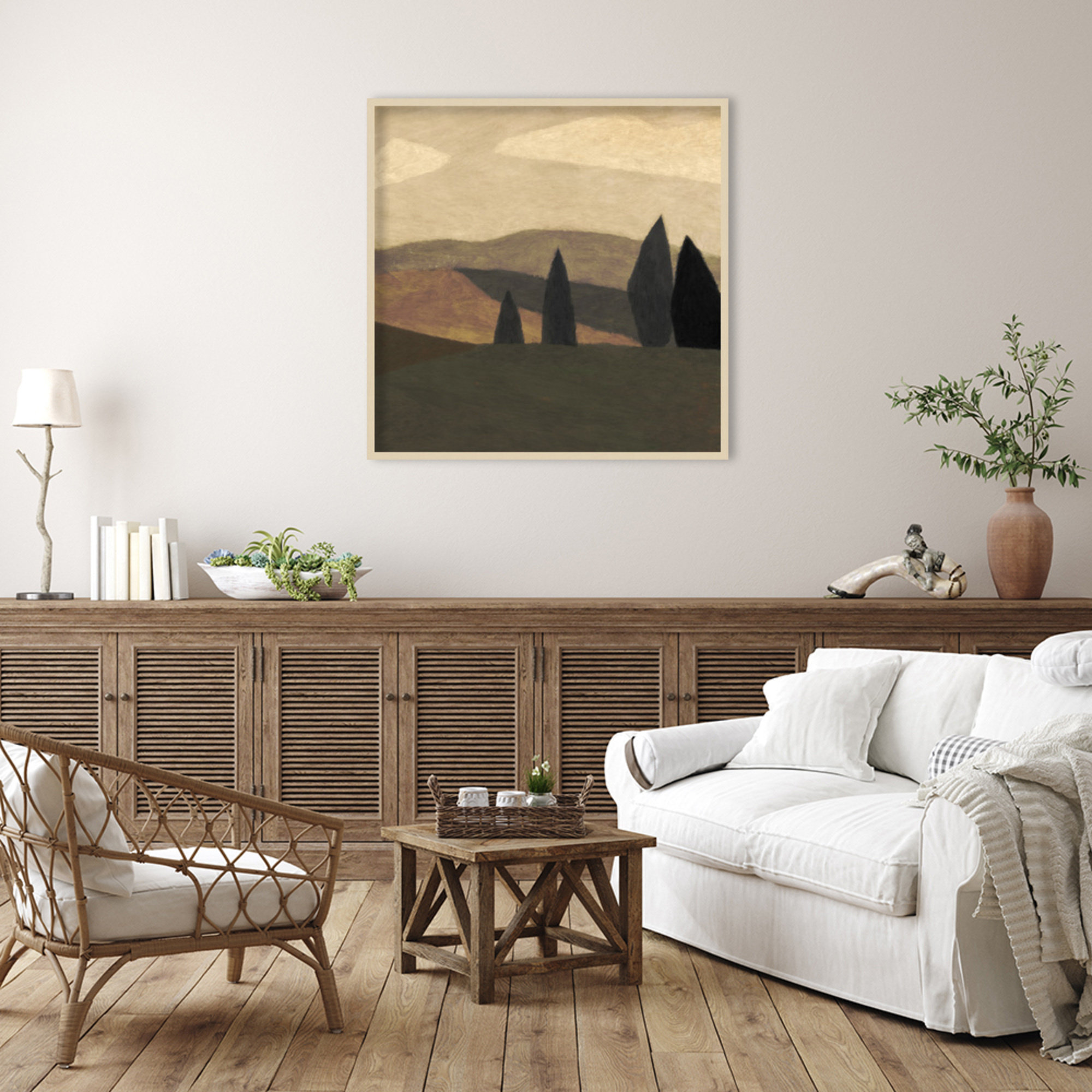 Paysage 2 by Dan Hobday Wood Framed Wall Art Print, 41" H x 41" W, Brown