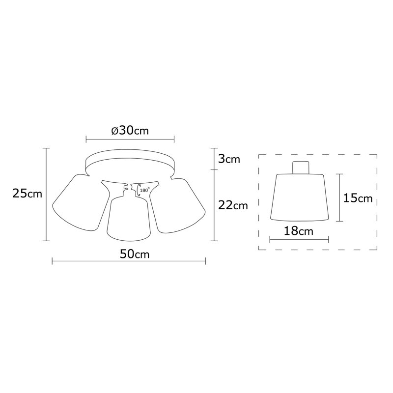 Projecteur directionnel à 3 lumières 19,69 po Aidrick