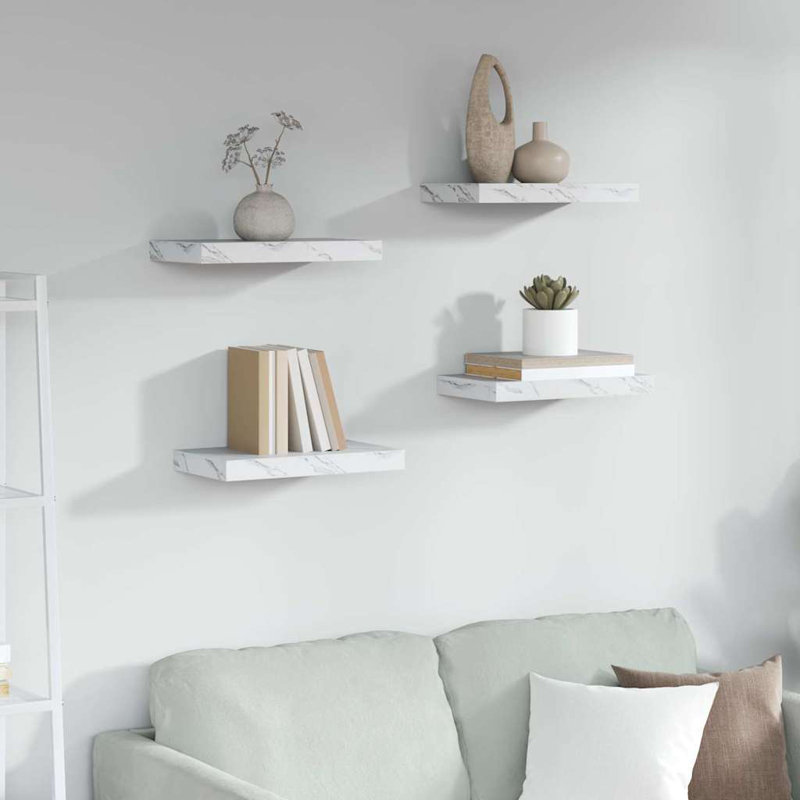 Floating Shelf, 4cm H x 40cm W x 23.5cm D, White Marble