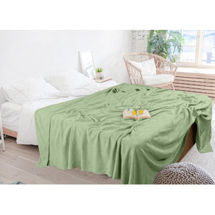 Couverture thermique 100% coton légère, grand format, douce et respirante pour toutes les saisons (vert sauge)