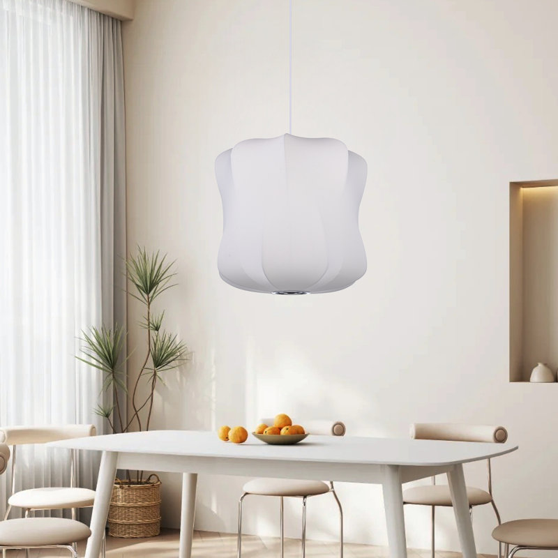 Luminaire suspendu moderne en tissu blanc minimaliste pour le salon