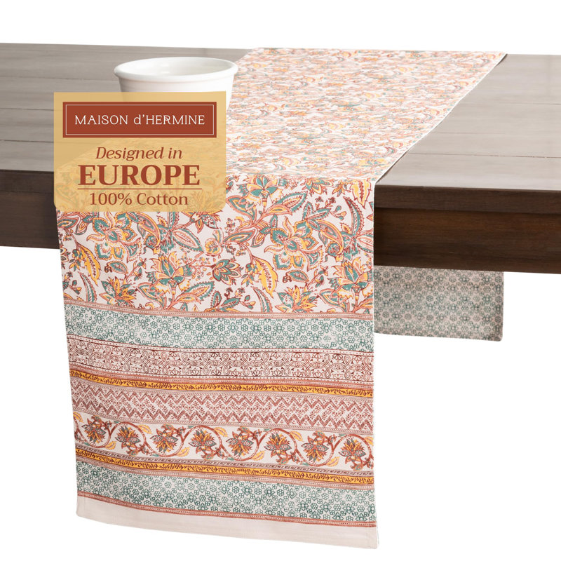 Maison d' Hermine Table runner 100% Cotton Double Layer Table Runners 72 inches long for Thanksgiving Christmas Decorations Home Kitchen Dining Party Wedding (Nila, 14.5" x 72")
