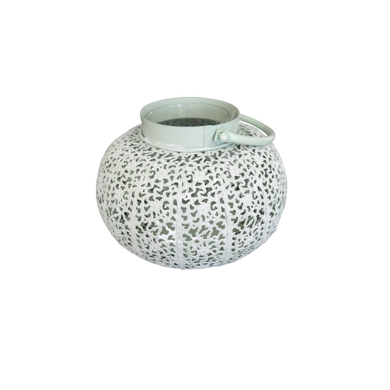 Metal Tealight Holder, White, 12 cm H x 15 cm W x 15 cm D