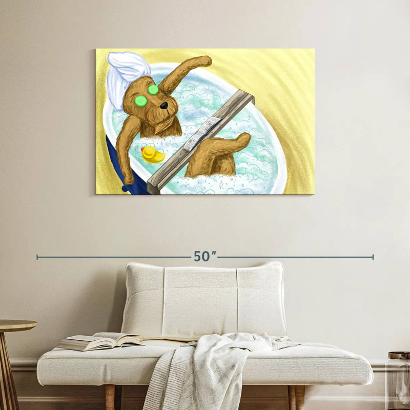 Ketti Dog In A Bubble Bath, 26" H x 39" W