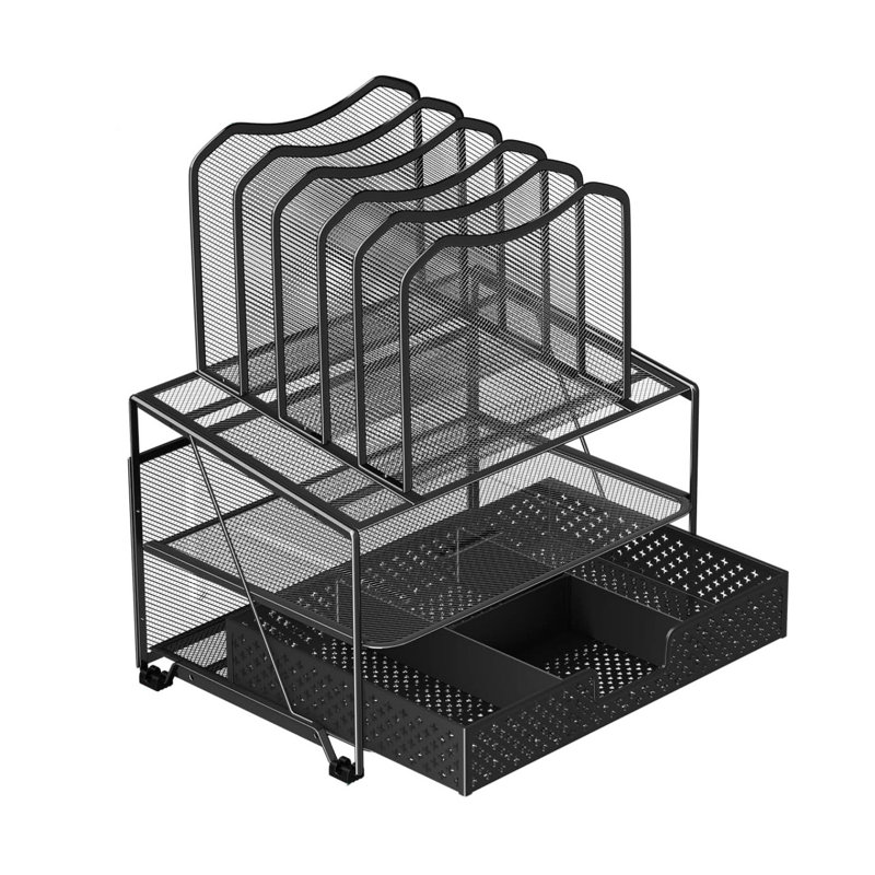 Mesh Desk Organizer with Sliding Drawer