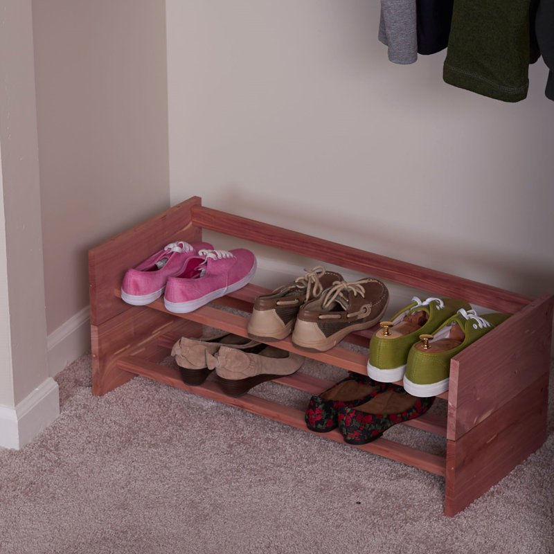 Stackable Cedar Wood Shoe Rack with Unfinished Finish