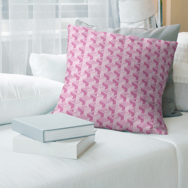 Housse de coussin Skyscrapers, 16 po x 1 po, Rose clair, Croisé en coton