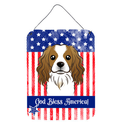 Décoration murale «God Bless», drapeau américain avec retriever