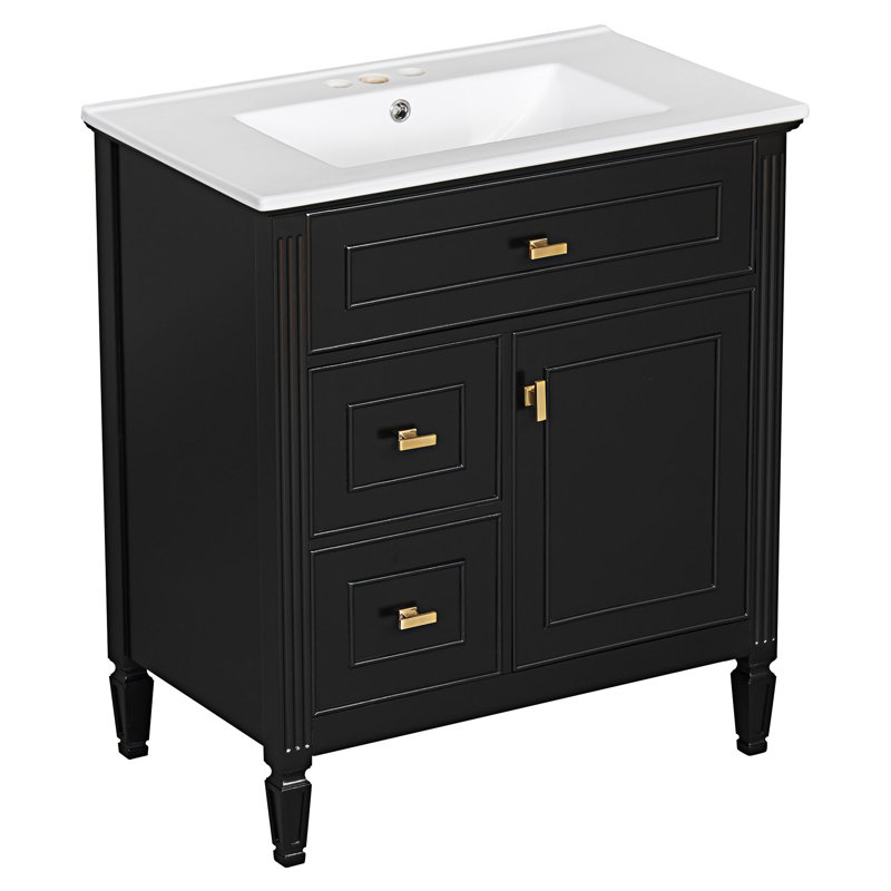 Meuble-lavabo de salle de bain avec lavabo, Noir