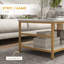 Ensemble de 2 tables basses rectangulaires et rondes à 2 rangées avec tablettes de rangement, plateau en faux marbre et structure en acier, table d'appoint pour le salon, blanc