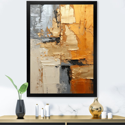 Fromma, gris doré, géométrie brillante XV - Collages abstraits, art mural