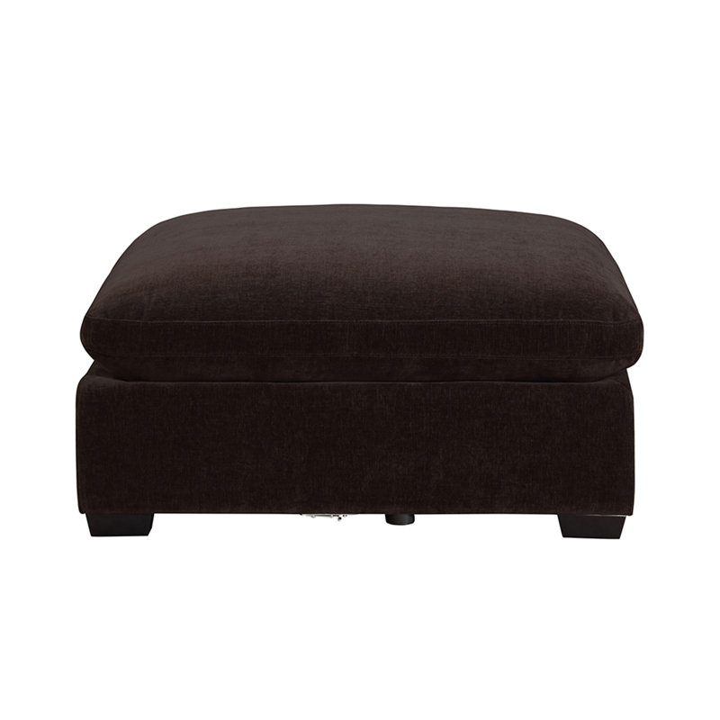 Repose-pieds rectangulaire rembourré en tissu, chocolat noir