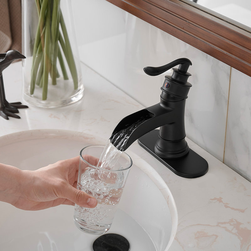 Matte Black Stainless Steel Low-Arc Bathroom Faucet with Lever Handle