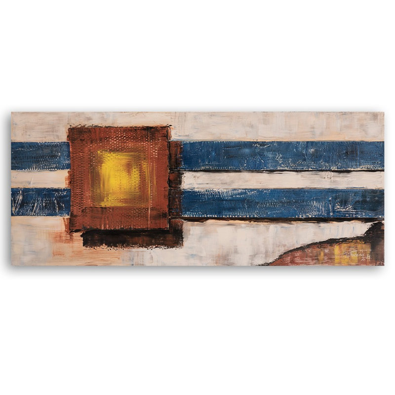 Abstract Blue Lines - No Frame Panoramic Print on Canvas, 50cm H x 150cm W