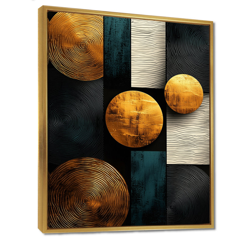 Philippe - Abstract Wall Art Living Room, H 32 po x l 24 po, Reproduction encadrée sans passe-partout, Doré