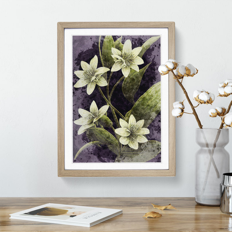 Flowers Water No.1 1 Piece Single Picture Frame Wall Art, 46cm H x 34cm W x 2cm D, Oak