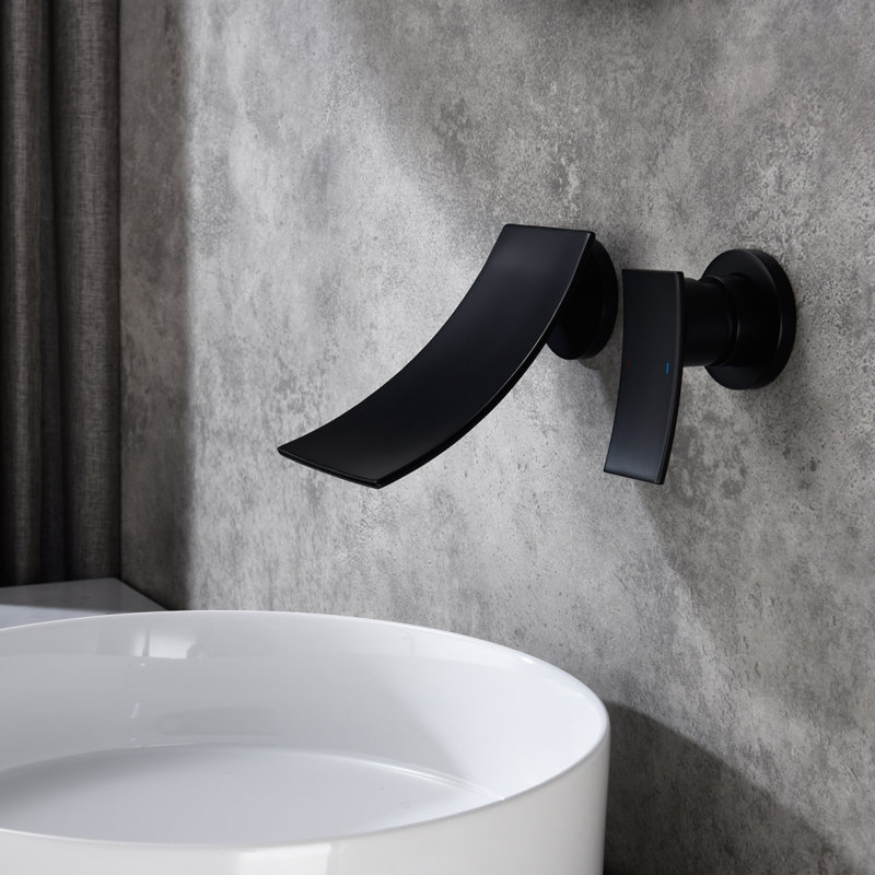 Wall Mount Widespread Bathroom Faucet, Matte Black