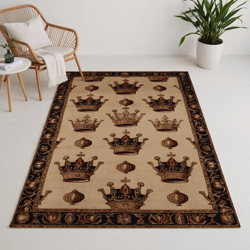French Beige Indoor and Outdoor Area Rug, Rectangle 3' x 5'