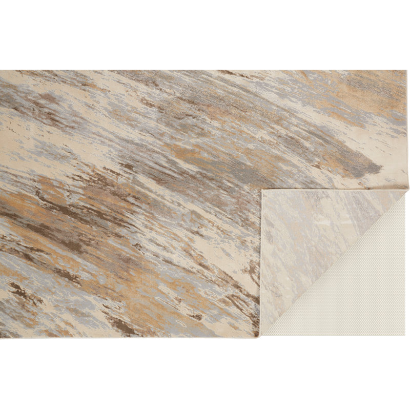 Tapis ivoire à motif abstrait Carbry, Rectangle 7 pi 9 po x 10 pi