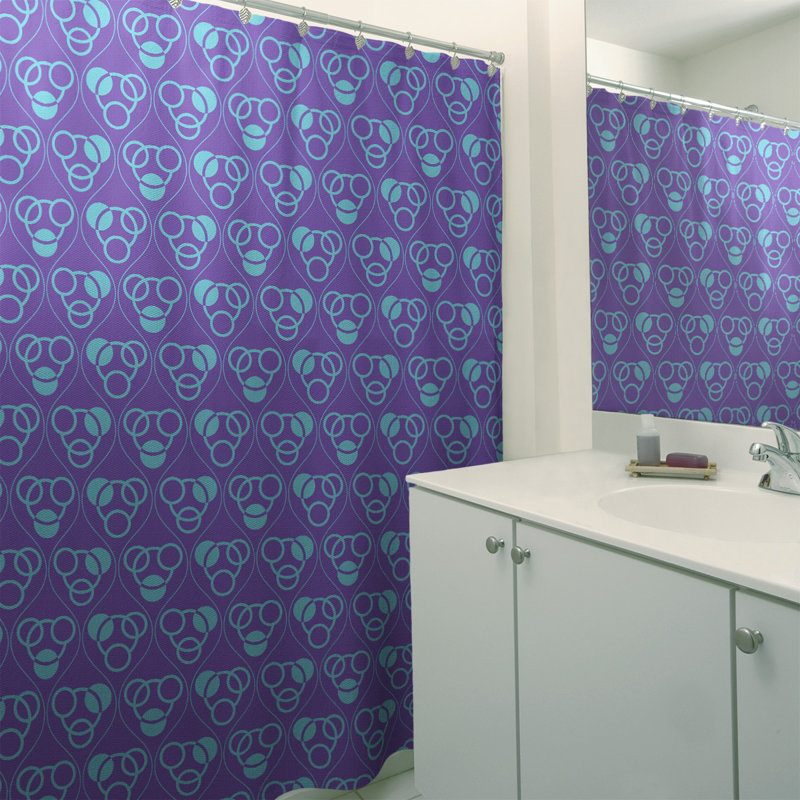 Rideau de douche simple cercles et vagues classic, Mauve / bleu sarcelle