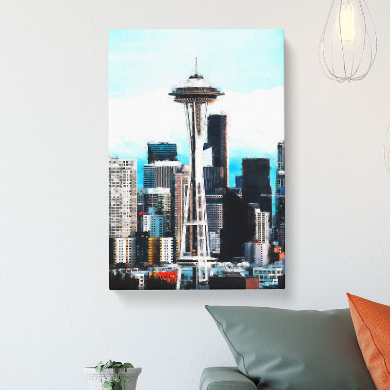Space Needle In Seattle Washington - Wrapped Canvas Print, 60cm H x 40cm W x 3cm D