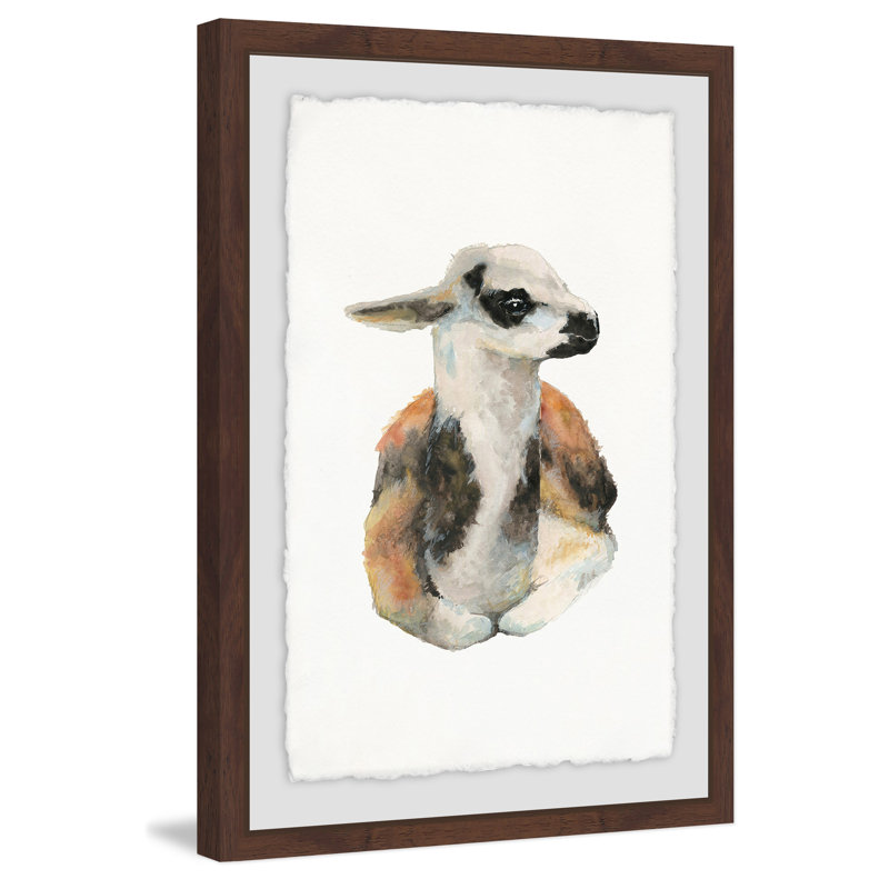 Laying Llama - Single Picture Frame Painting, 46 cm H x 30 cm W