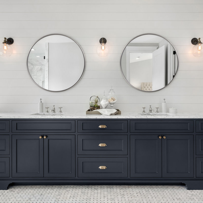 Miroir d'appoint Kevser, 24 po x 24 po, Noir et or