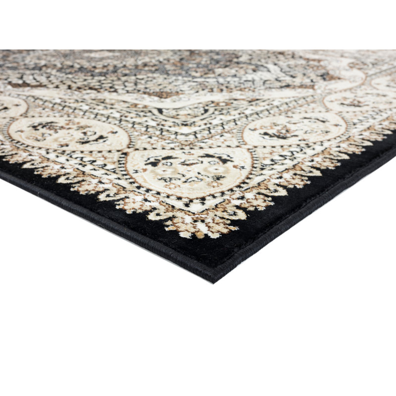 Tapis oriental noir / beige Ellowyn, Rectangle 5 pi 2 po x 7 pi 5 po