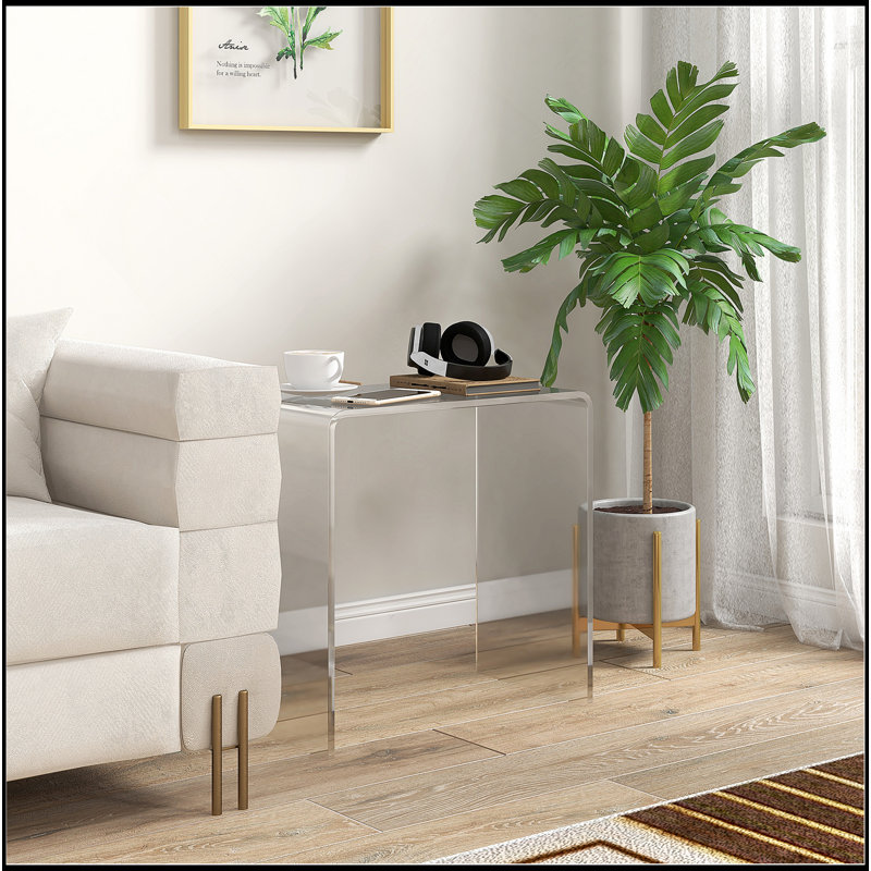 Table basse rectangulaire en acrylique 21 mm de long 21 po d'épaisseur à cascade épaisse