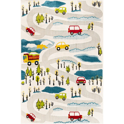 Carballo Machine Woven Cream/Blue/Red/Green Rug